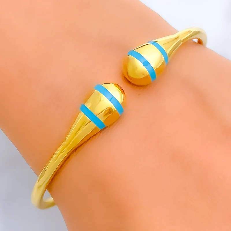 Women’s luxury bracelets-Eternal Radiant Striped 21k Gold Bangle Bracelet