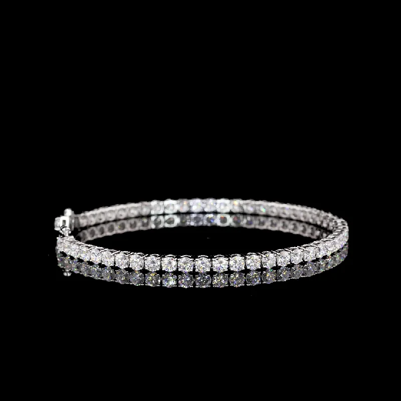 Women’s simple bracelets-14k White Gold Lab Diamond Round 5.85 CTTW Tennis Bracelet 6.85" F VS2