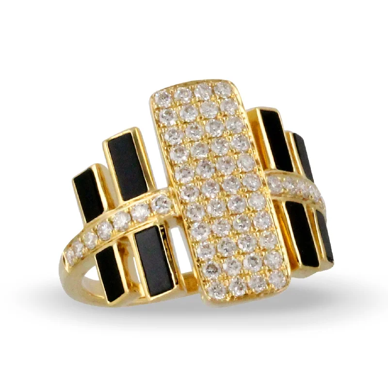 Women’s cocktail rings-Doves Gatsby Collection 18K Yellow Gold Daimond Ring