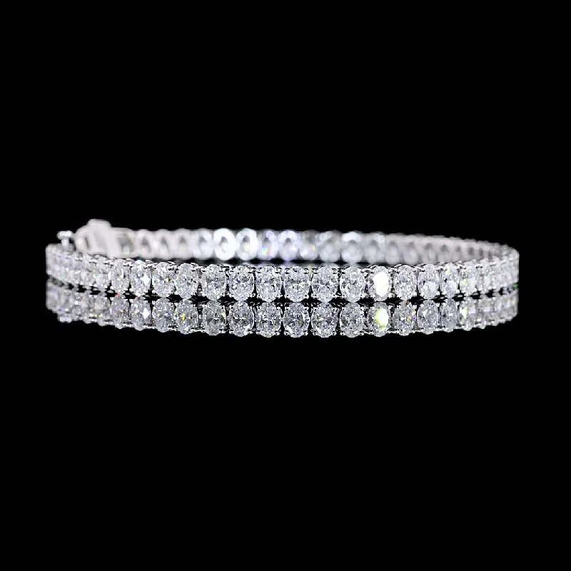 Women’s stackable bracelets-14k White Gold Lab Diamond Oval Approx. 9.61 CTTW Tennis Bracelet 7" E VS