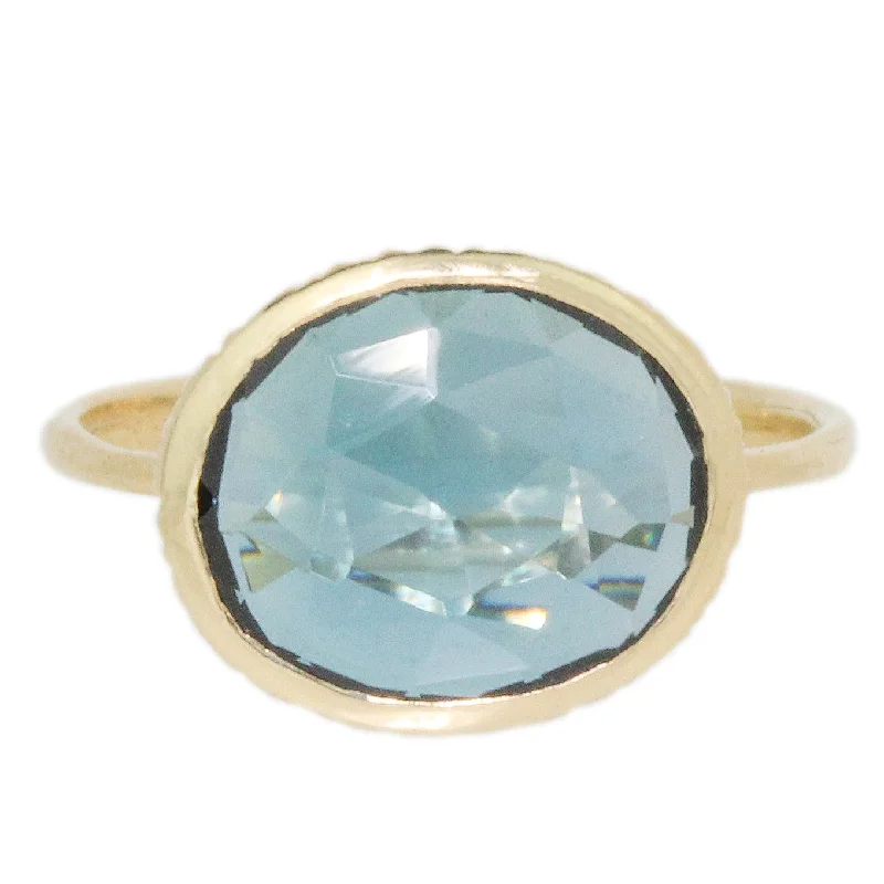 Women’s custom engraved rings-London Blue Topaz Ring