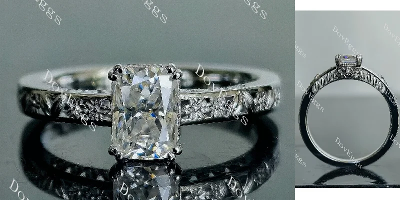 Women’s multi-stone engagement rings-Doveggs radiant solitaire moissanite engagement Ring