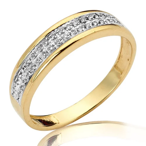 Women’s anniversary rings-10KY 0.12CTW MICROPAVE 2-ROW BAND