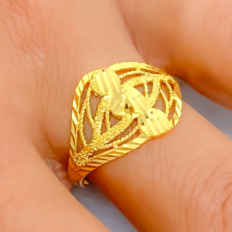 Women’s cubic zirconia rings-Vibrant Tasteful 22k Gold Ring