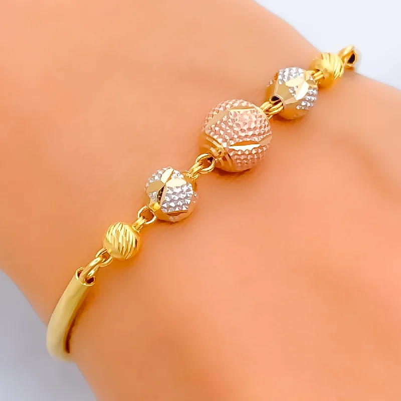 Women’s statement bracelets-Lavish Twinkling 22k Gold Orb Flexi Bangle Bracelet