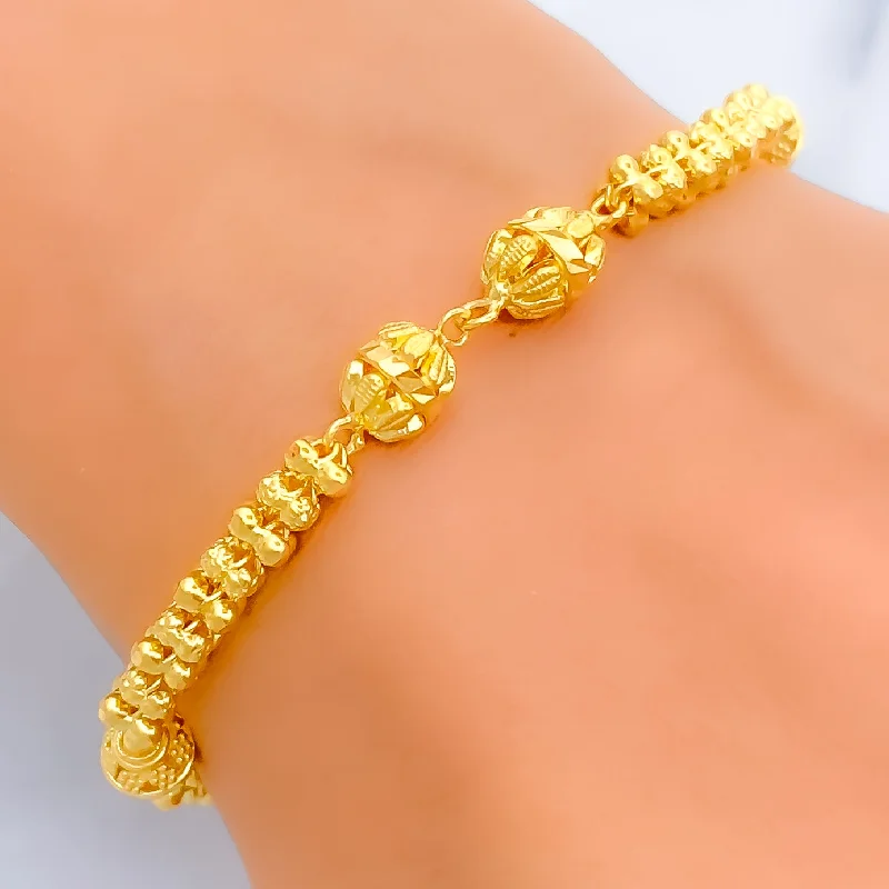 Women’s gemstone cuff bracelets-Eternal Radiant 22k Gold Beaded Bracelet