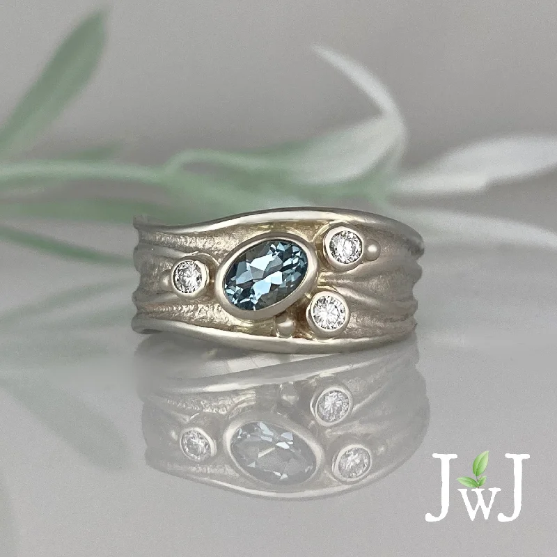 Women’s vintage engagement rings-Journey Ring - Aquamarine