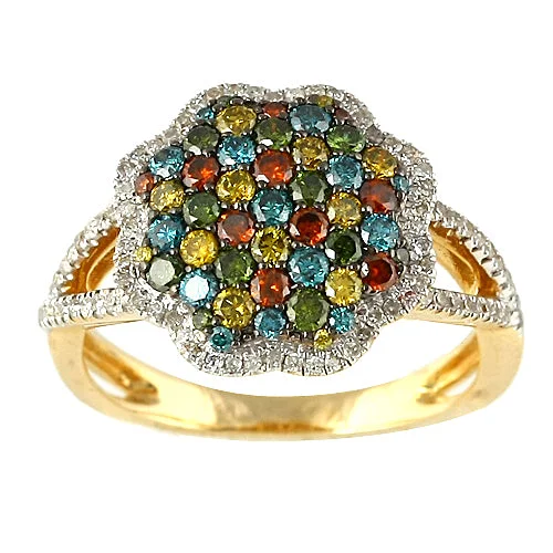 Women’s unique shaped rings-14KY 1.00CTW MULTI-COLORED DIA RING