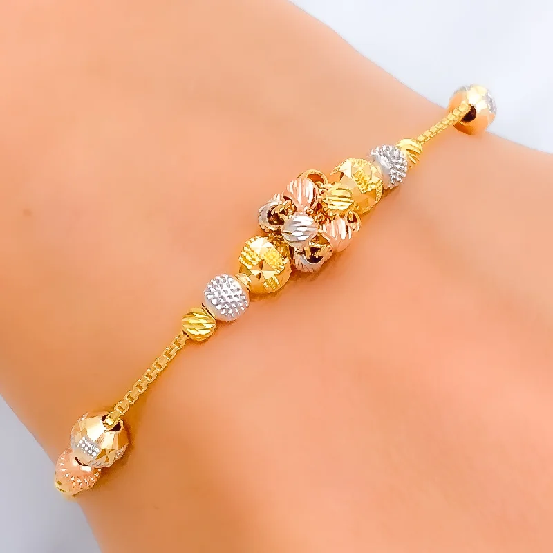 Women’s gold charm bracelets-Luminous Signature 22k Gold Chic Bracelet