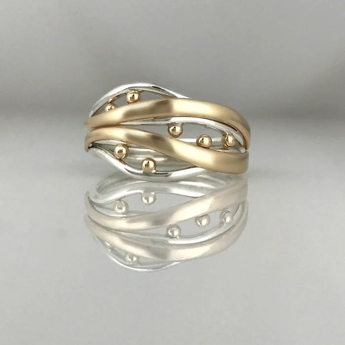 Women’s vintage diamond rings-Bubbles and Wake Ring - Narrow without gemstones