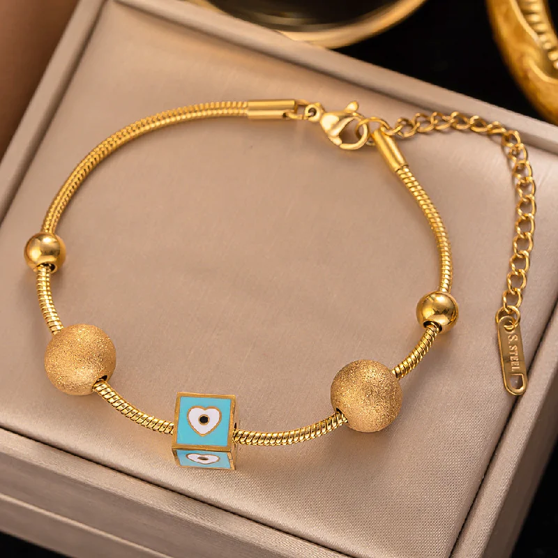 Jye2043 Bracelet Gold Blue Square Heart