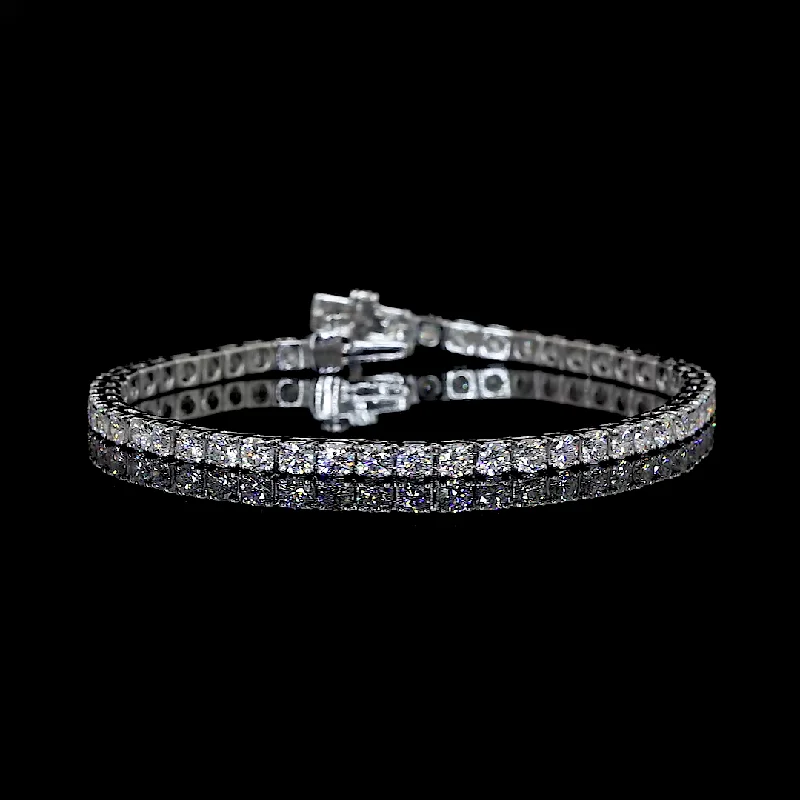 Women’s gold charm bracelets-14k White Gold Lab Diamond Round 11.16 CTTW Tennis Bracelet 6.50" F VS2