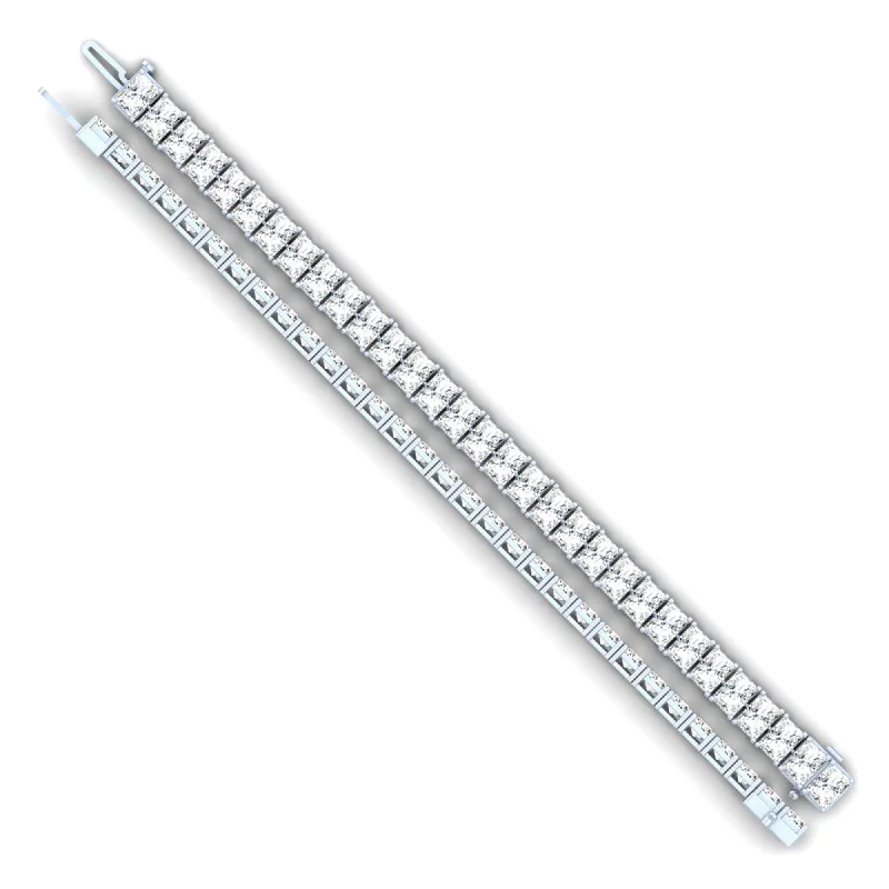 Women’s mixed metal bracelets-14k White Gold Lab Diamond Radiant 6.13 CTTW Tennis Bracelet 7" F VS2