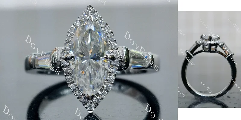 Women’s engagement rings with moissanite-Doveggs Marquise Modified H&A cut halo moissanite engagement ring