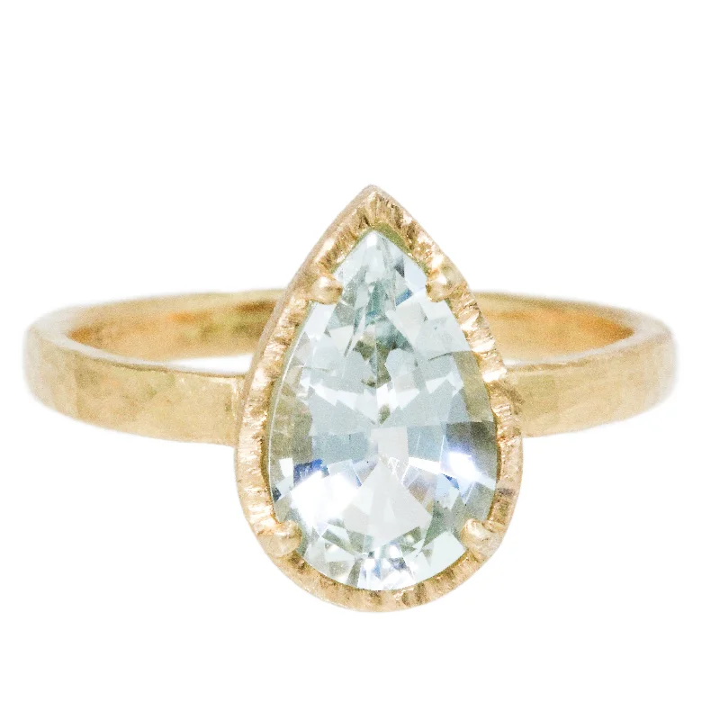 Women’s vintage diamond rings-Aquamarine Ring