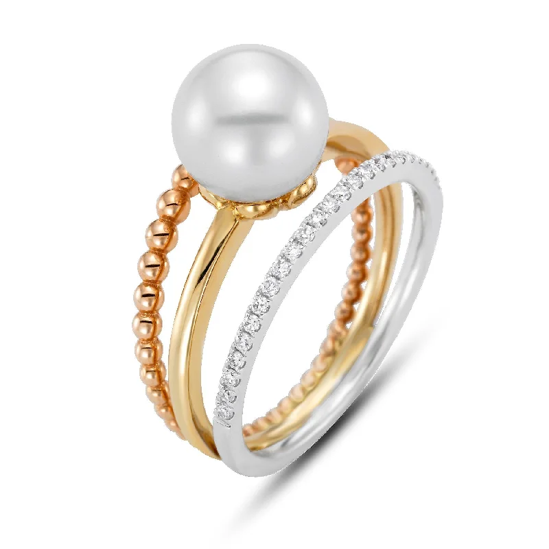 Vintage rings for women-Tricolor Pearl Ring