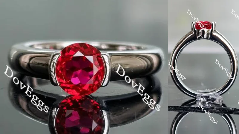 Women’s cushion diamond engagement rings-Doveggs round solitaire vivid pegion blood ruby colored gem engagement ring