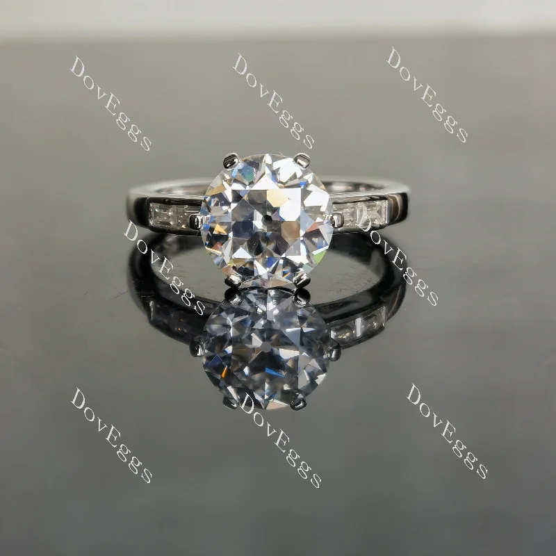 Women’s gemstone engagement rings-DovEggs round channel set moissanite engagement ring