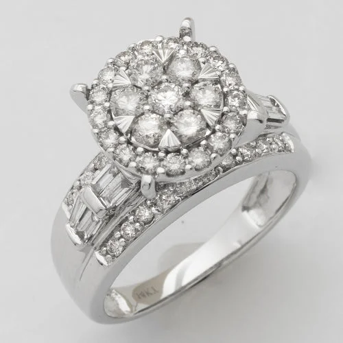 Women’s alternative wedding rings-14KW 1.40CTW ROUND CLUSTER - V-PRONG CLUSTER