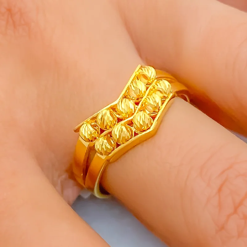 Women’s multi-stone rings-Trendy Delightful 22k Gold V Shaped Ring