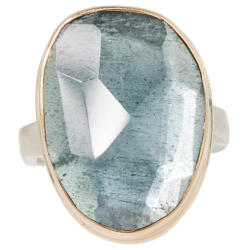 Women’s moissanite rings-Moss Aquamarine Ring