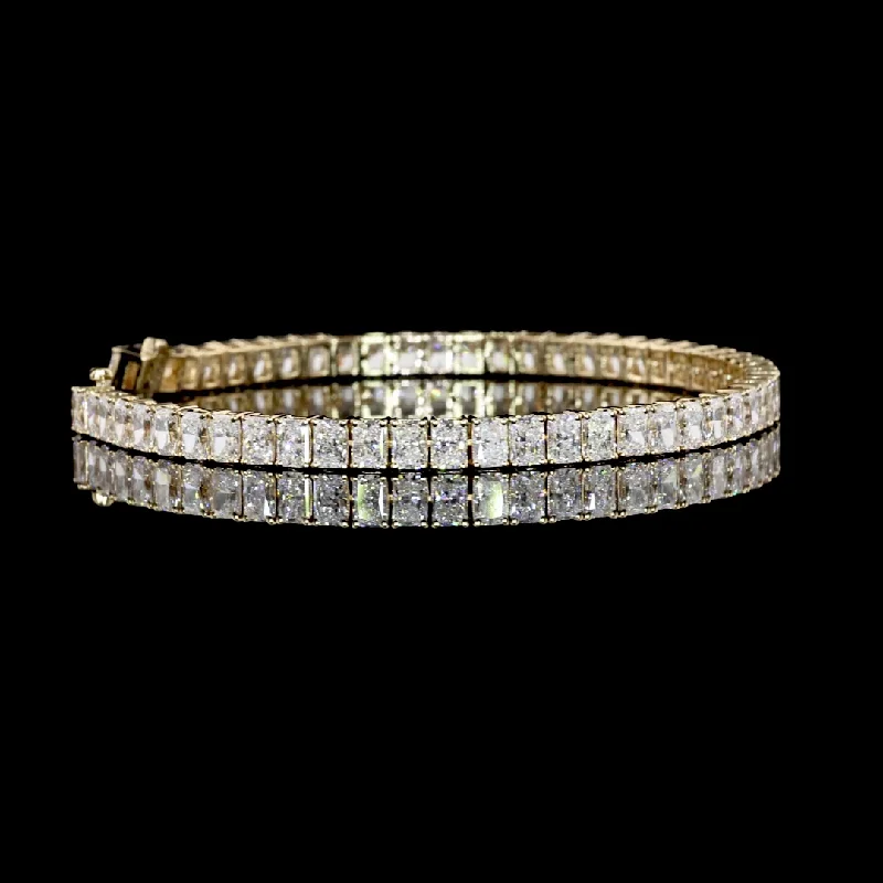 Women’s personalized bracelets-14k Yellow Gold Lab Diamond Radiant 10.26 CTTW Tennis Bracelet 6.75" E VVS2