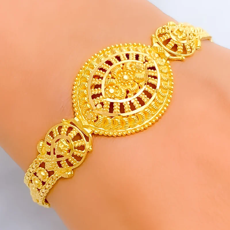 Women’s adjustable bangles-Bold Geometric 22k Gold Bracelet