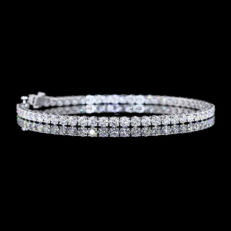 Women’s multi-layered bracelets-14k White Gold Lab Diamond Round Approx. 5.16 CTTW Tennis Bracelet 7.25" E VS/VS1