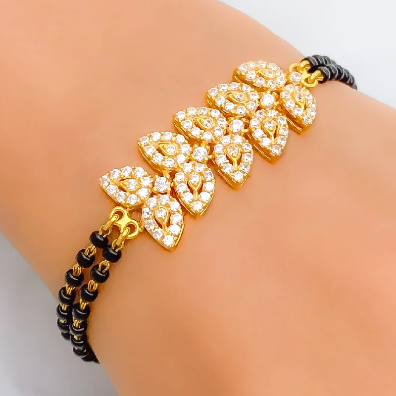 Women’s bracelet sets-Glistening Elegant 22k Gold Black Bead Bracelet