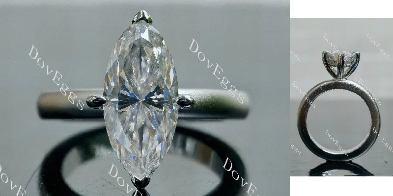 Women’s luxurious engagement rings-Doveggs Marquise Modified H&A cut hidden halo moissanite engagement ring