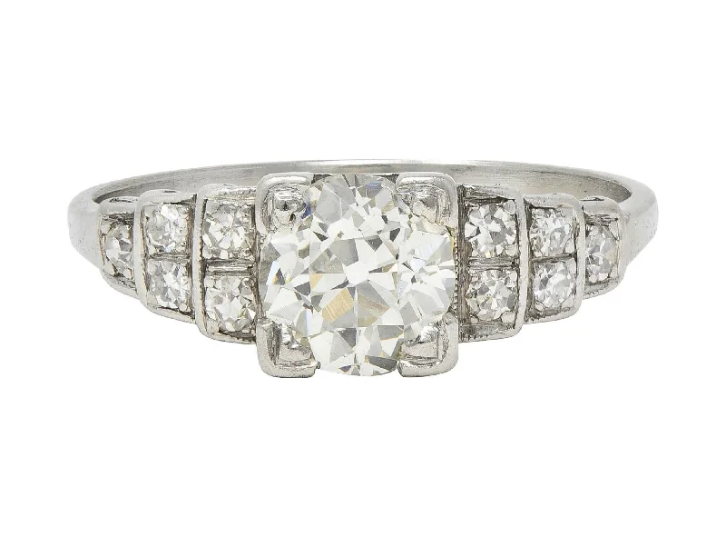 Women’s engagement rings with unique settings-Art Deco 1.25 CTW Old European Diamond Platinum Vintage Stepped Engagement Ring