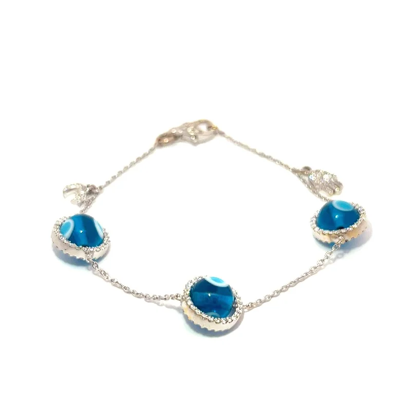 Women’s cuff bangles-Pre-Owned Aaron Basha Diamond Evil Eye Bracelet