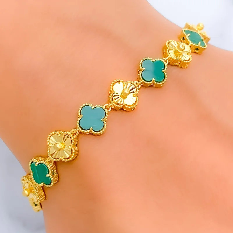 Women’s adjustable charm bracelets-Evergreen Charming 21k Gold Bracelet