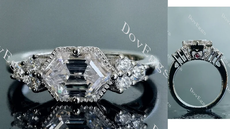 Women’s platinum and diamond engagement rings-Doveggs Dovie Doutch Marquise cut side stones moissanite engagement ring