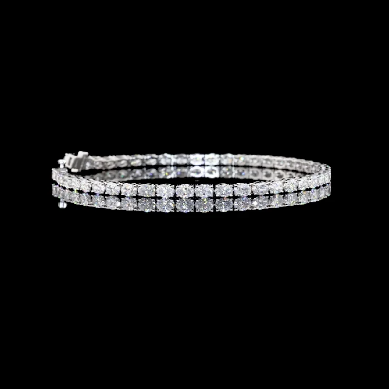 Women’s pearl bangles-14k White Gold Lab Diamond Oval Approx. 5.04 CTTW Tennis Bracelet 7" E/F VS/VS2