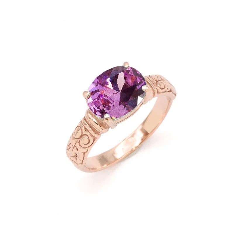 Women’s stackable engagement rings-Tribal Amethyst Ring - Rose Gold Amethyst Ring - Purple Horizontal Ring