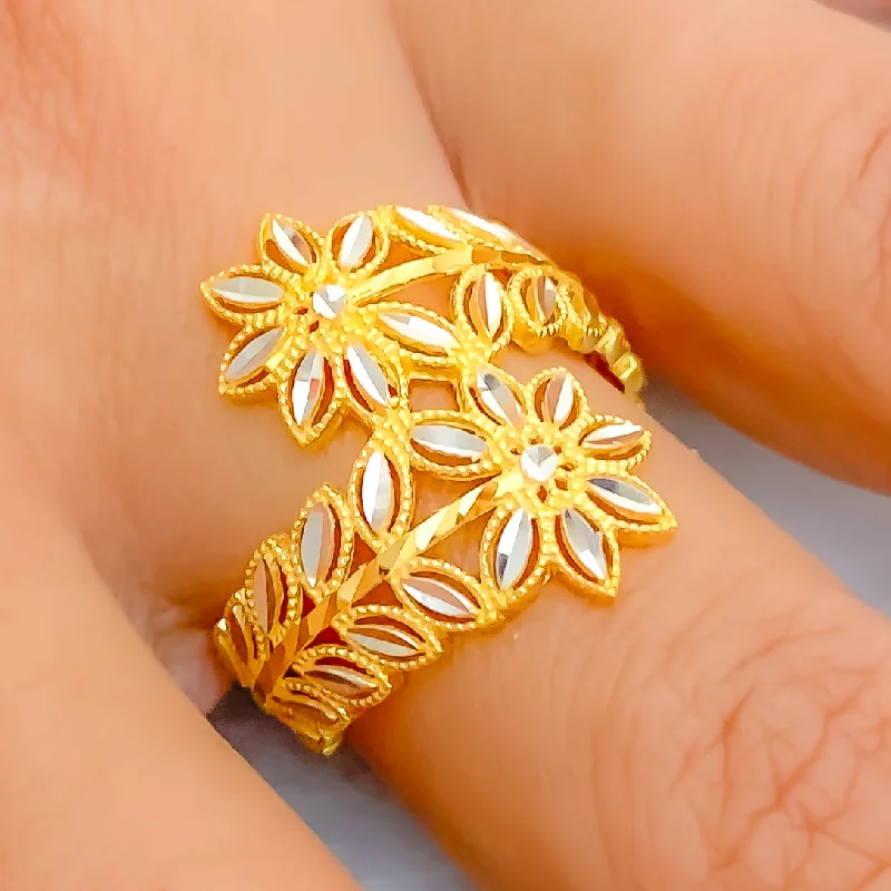 Women’s handcrafted rings-Vivid Radiant 22k Gold Ring