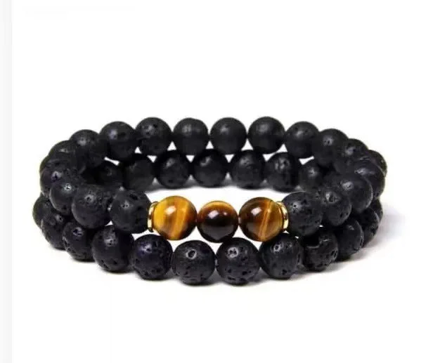 Volcanic Rock Tigereye Set Bracelet