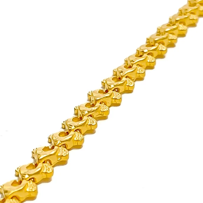 Women’s fancy bangles-Exclusive Dual Textured 22k Gold Baby Bracelet