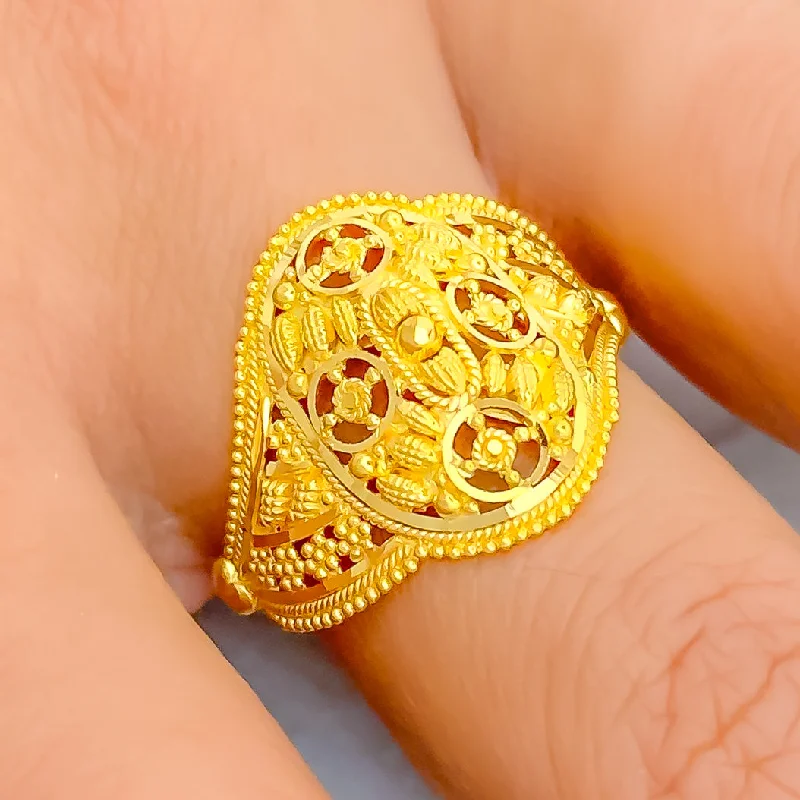 Women’s cushion cut rings-Trendy Special 22K Gold Ring