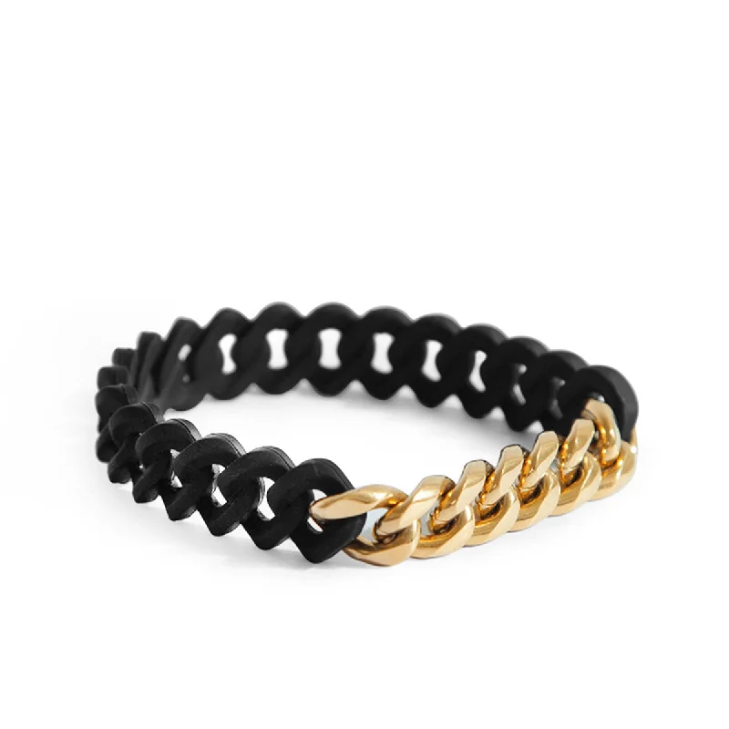 Women’s wide bracelets-Gold X Rubber Chain Bracelet