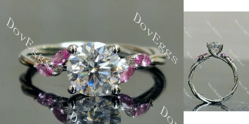 Women’s unique engagement rings-Doveggs round pave side stones moissanite engagement ring