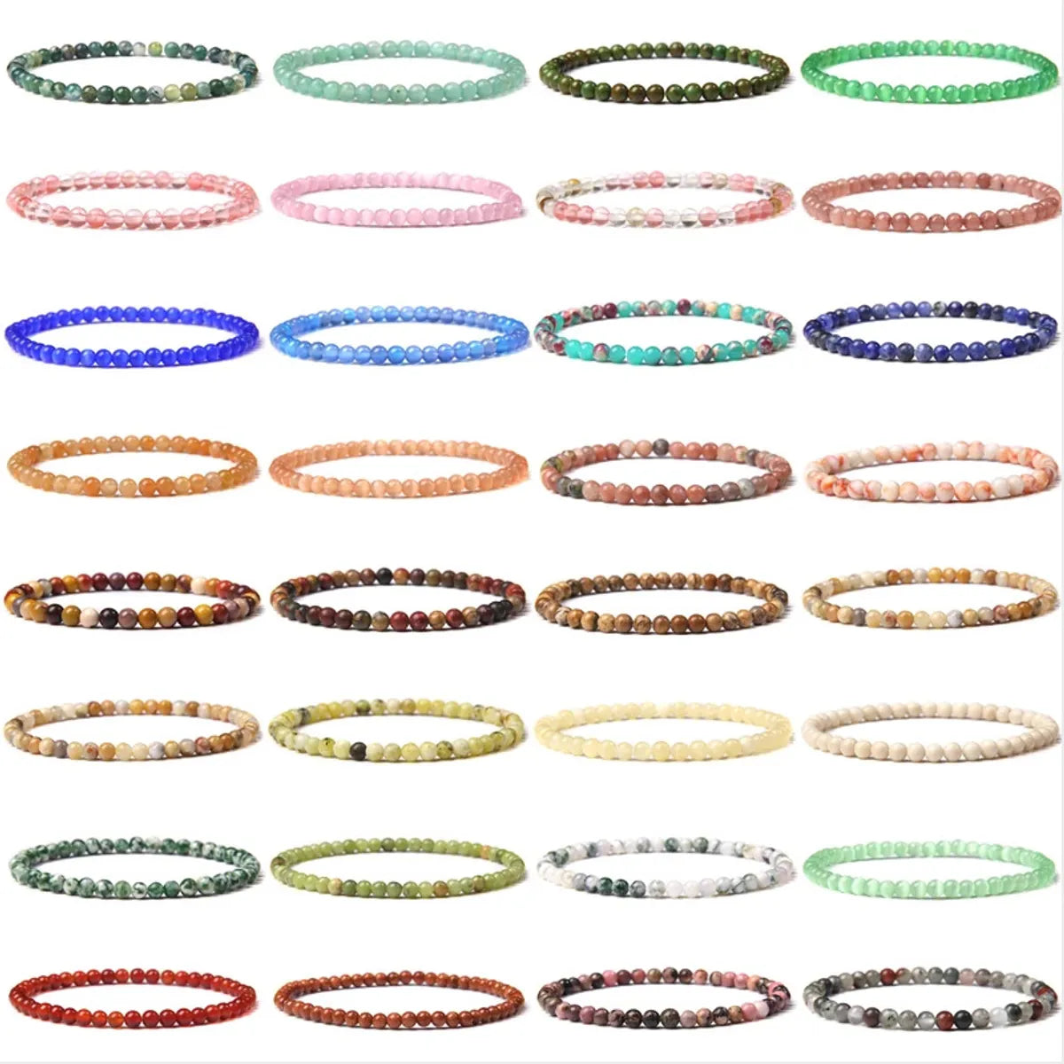 Women’s rose gold bracelets-Fashion Round Natural Stone Beaded Bracelets 1 Piece