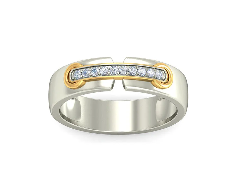 Women’s nature-inspired rings-URBANE WHITE GOLD BAND RING