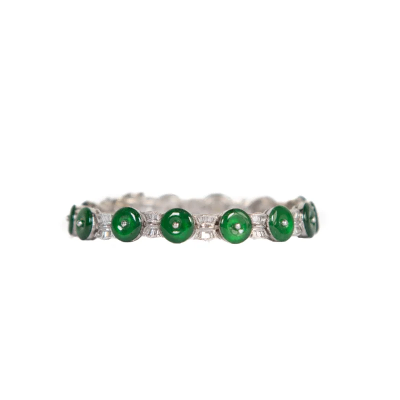 Women’s thick bangles-Pre-Owned Emerald and Diamond Bracelet