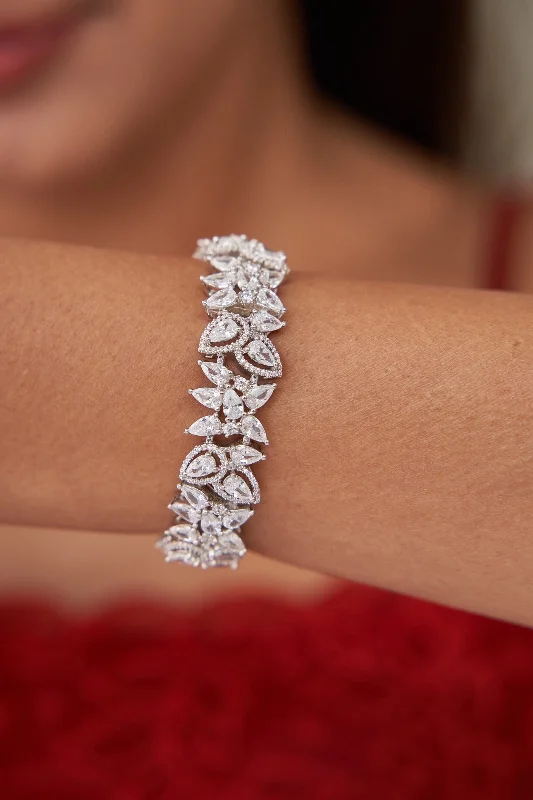 Women’s cuff bracelets-Diva Sparkling Thick Diamond Tennis Bracelet