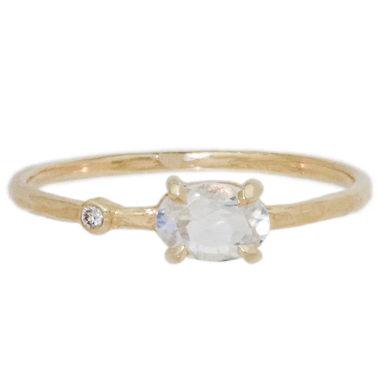 Women’s pearl engagement rings-Moonstone Wink Ring