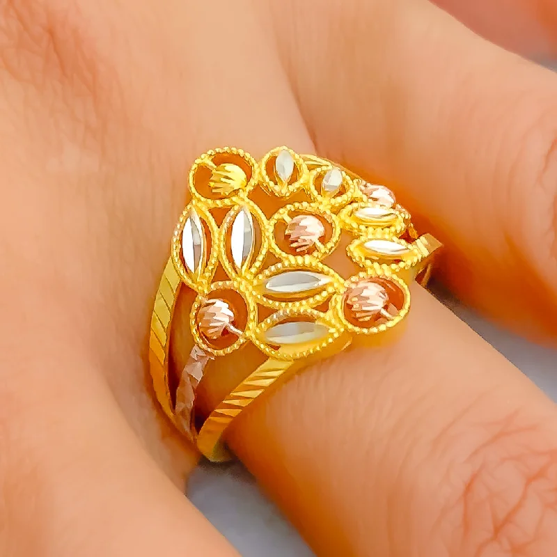 Women’s geometric rings-Jazzy Graceful 22k Gold Ring