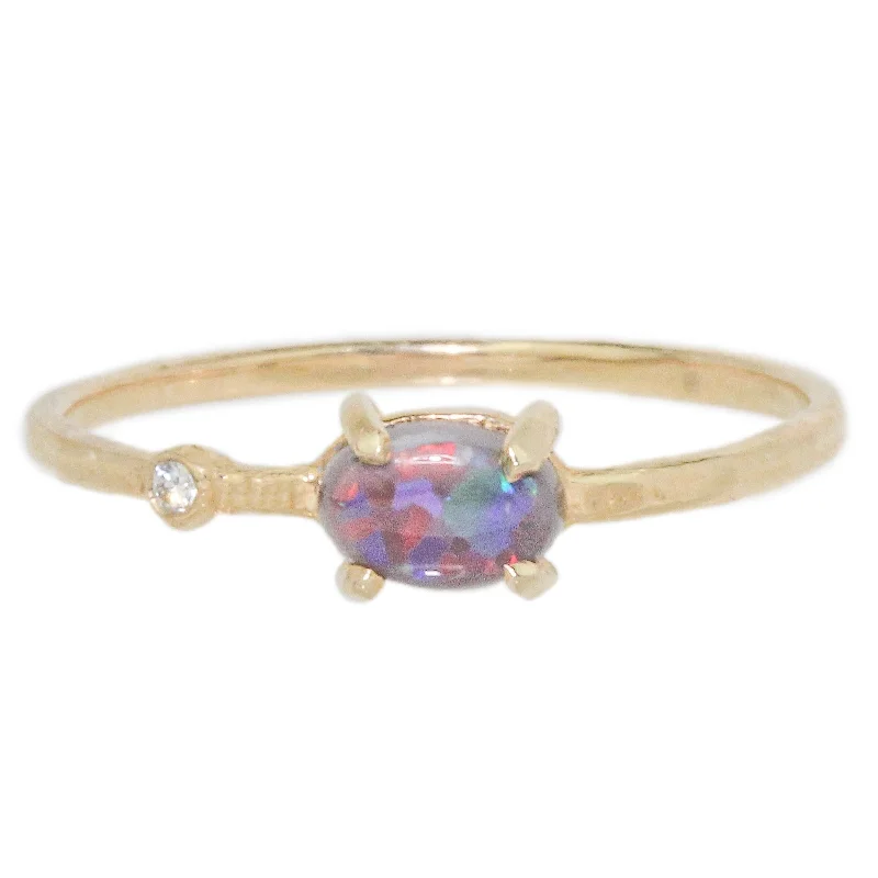 Women’s oval rings-Australian Black Opal Wink Ring