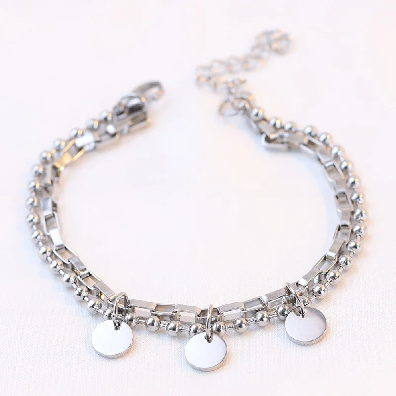 Women’s crystal bangles-Retro Round Titanium Steel Plating Bracelets